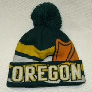 Oregon Ducks Pom Beanie Hat with Orange duck foot
